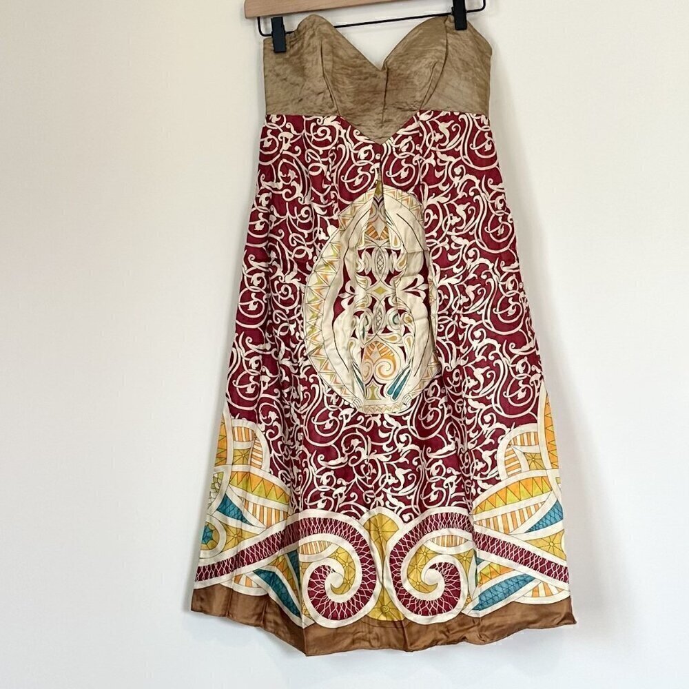 Nicole Miller Collection Strapless Silk Print Dress -Size 2